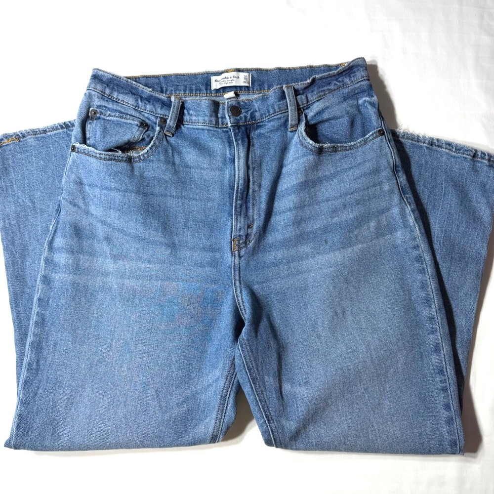 Abercrombie & Fitch Curve Love Ultra High Rise Ankle Straight Jeans Blue 31/12